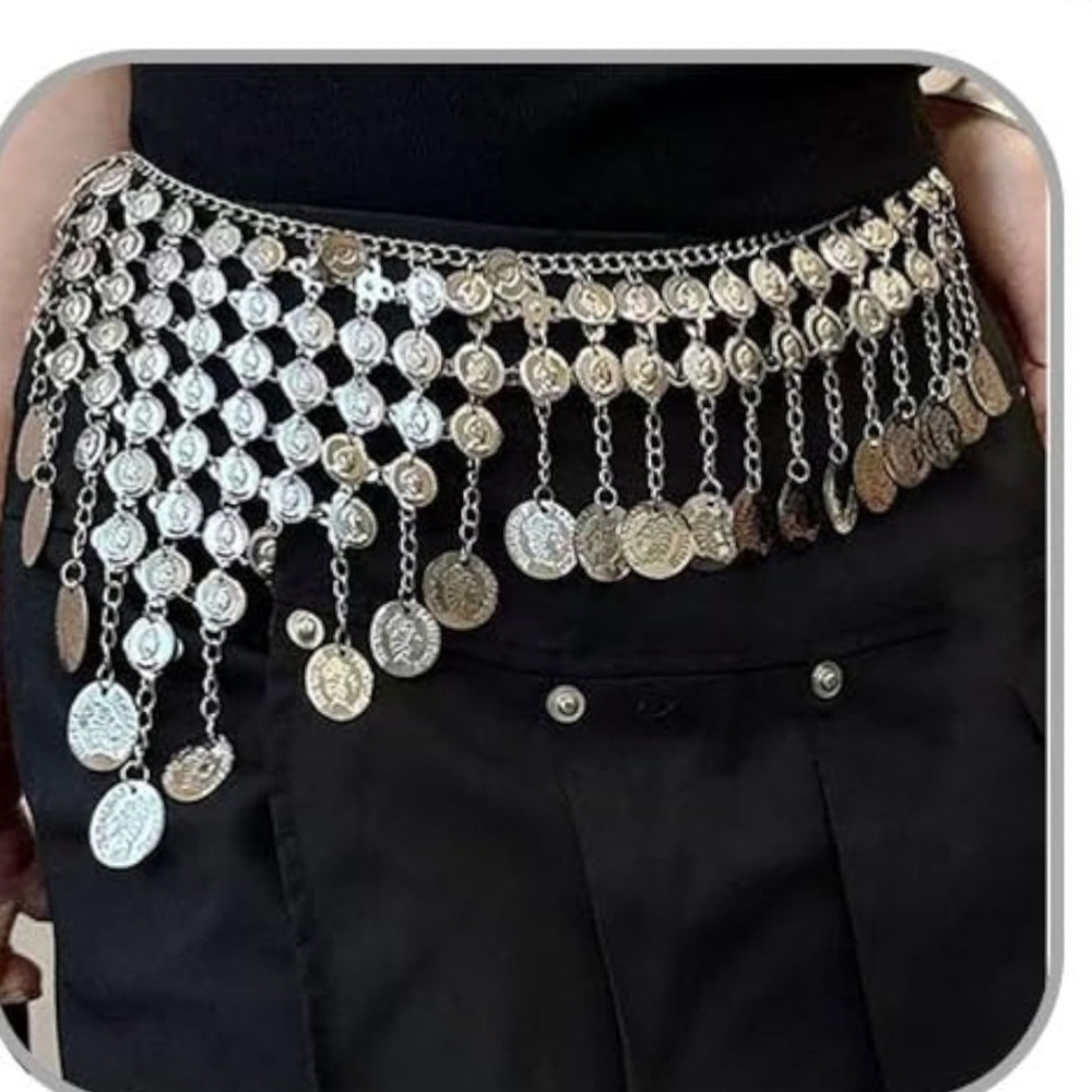 Silver Coin Chain Belt